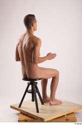 Whole Body Man White Nude Slim Sitting Studio photo references